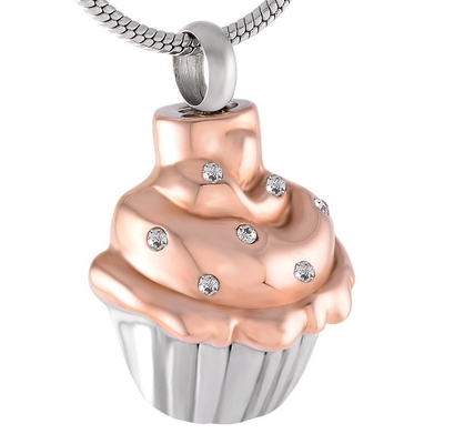 Engravable Cupcake Stainless Steel Cremation Jewelry Urn Pendant Perfect for Human Ashes