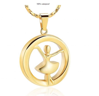 Stainless Steel Cremation Urn Pendant Necklace Dancer Memorial Jewelry for Women and Girls