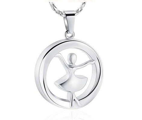 Stainless Steel Cremation Urn Pendant Necklace Dancer Memorial Jewelry for Women and Girls
