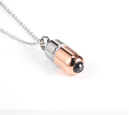 Gift Occasion Stainless Steel Gold Crystal Capsule Locket Cremation Urn Pendant Necklace