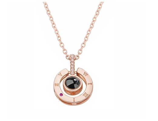 Stainless Steel Rose Gold Silver 100 Languages I Love You Projection Pendant Necklace
