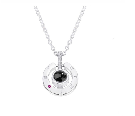 Stainless Steel Rose Gold Silver 100 Languages I Love You Projection Pendant Necklace
