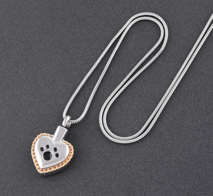 Warm Heart Dog Paw Print Cremation Jewelry Keepsake Memorial Urn Necklace Ash Holder Pendant