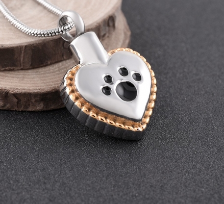 Warm Heart Dog Paw Print Cremation Jewelry Keepsake Memorial Urn Necklace Ash Holder Pendant