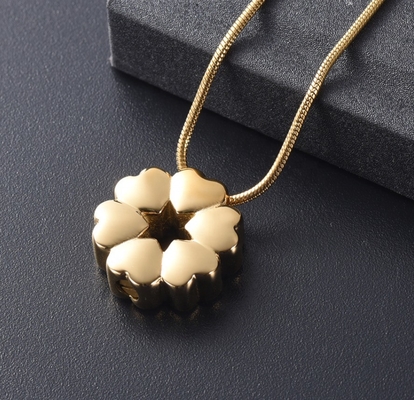 Fashionable Heart-Shaped Flower Urn Necklace for Women Stainless Steel Keepsake Pendant
