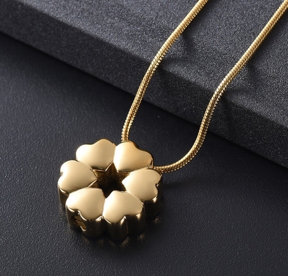 Fashionable Heart-Shaped Flower Urn Necklace for Women Stainless Steel Keepsake Pendant