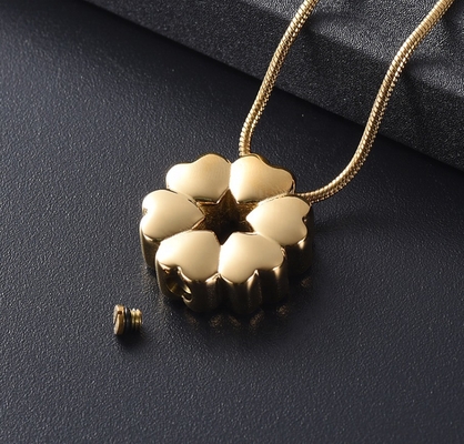 Fashionable Heart-Shaped Flower Urn Necklace for Women Stainless Steel Keepsake Pendant