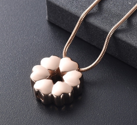 Fashionable Heart-Shaped Flower Urn Necklace for Women Stainless Steel Keepsake Pendant