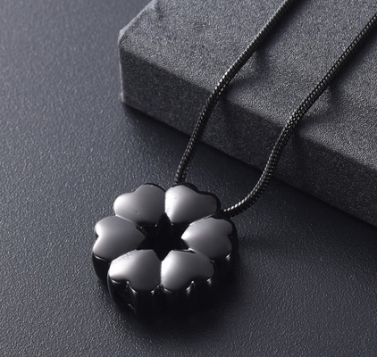 Fashionable Heart-Shaped Flower Urn Necklace for Women Stainless Steel Keepsake Pendant