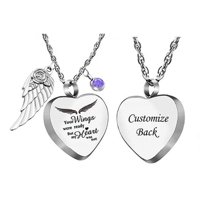 Stainless Steel Heart Urn Necklace 18K Gold Plated Cremation Jewelry with 12 Birthstones