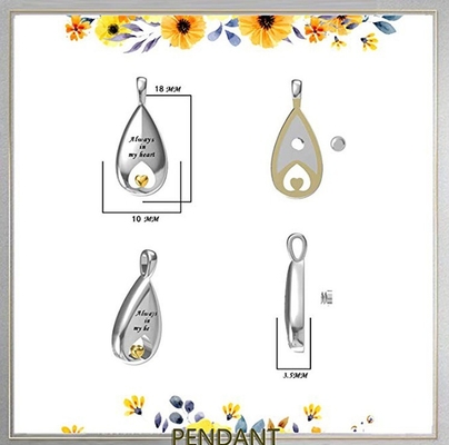 Jewelry Type Pendants or Charms 925 Sterling Silver Waterdrop Cremation Pendant