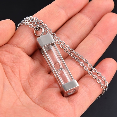 Jewelry Main Material 316L Stainless Steel Timeless Hourglass Glass Cremation Pendant