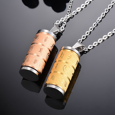 Modern Memorial Stainless Steel Fashion Buddhism Cylinder Necklace Pendant for Mens Womens Ash Keepsake Cremation Jewelry
