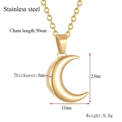 Unique Designs Moon Urn Necklace Stainless Steel Memorial Lockets for Ashes Keepsakes