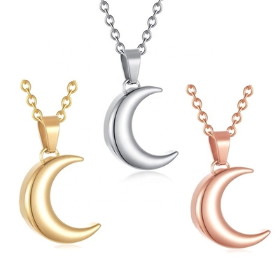 Unique Designs Moon Urn Necklace Stainless Steel Memorial Lockets for Ashes Keepsakes