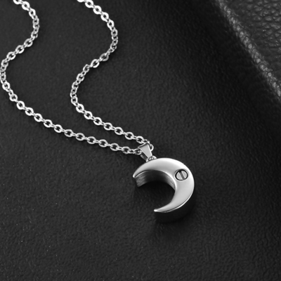 Unique Designs Moon Urn Necklace Stainless Steel Memorial Lockets for Ashes Keepsakes