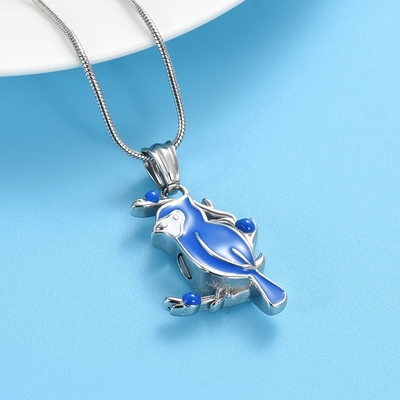 Cardinal Bird Cremation Necklace For Ashes Stainless Steel Keepsake Memorial Urn Jewelry Women Men