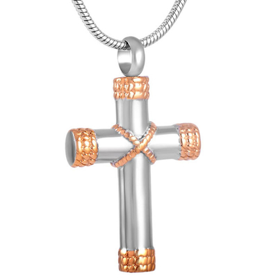 Women's Gold Personalized Cross Pendant Necklace For Ashes Urn Cremation Jewelry
