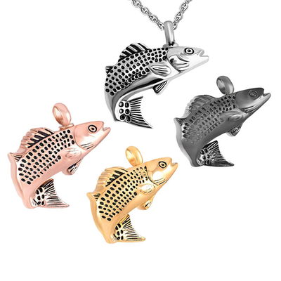 4 Colors Fish Cremation Jewelry for Ashes Excellent Stainless Steel Keepsake Necklace