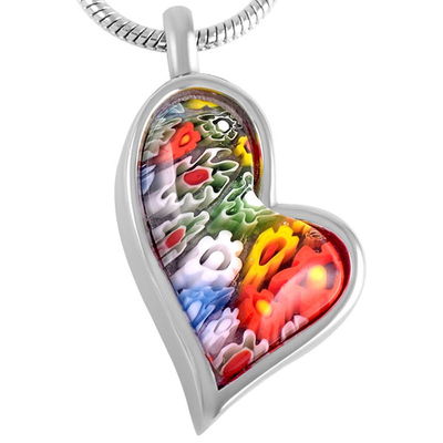 Murano Glass Flower Heart Pendant Urn Necklace Memorial Keepsake Cremation Ashes Jewelry