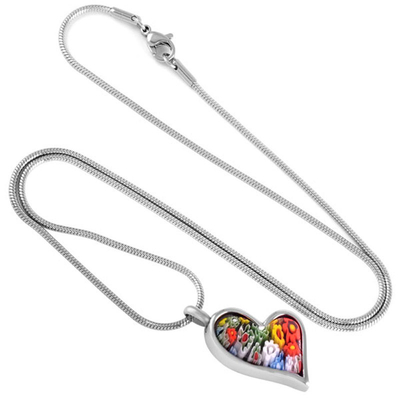 Murano Glass Flower Heart Pendant Urn Necklace Memorial Keepsake Cremation Ashes Jewelry