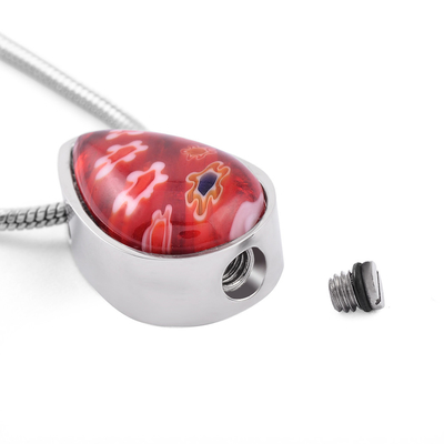 Water Drop Memorial Jewelry Funeral Keepsake Urn Ashes Stainless Steel Inlay Necklace