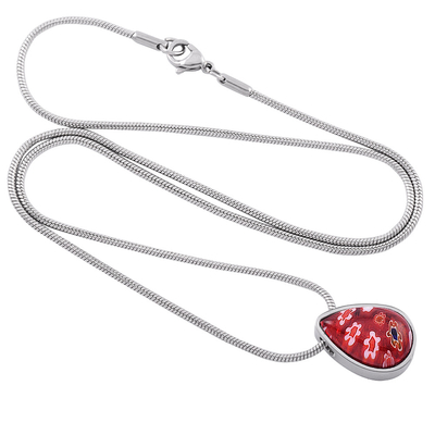 Water Drop Memorial Jewelry Funeral Keepsake Urn Ashes Stainless Steel Inlay Necklace