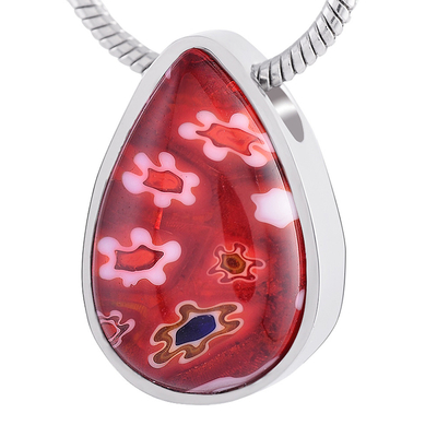 Water Drop Memorial Jewelry Funeral Keepsake Urn Ashes Stainless Steel Inlay Necklace