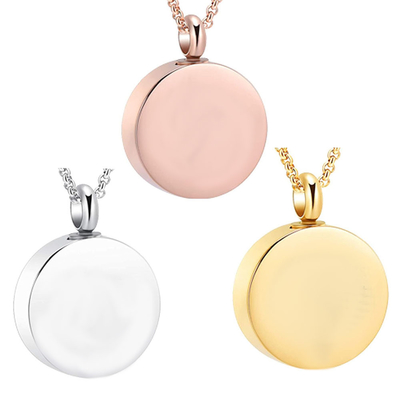 Stainless Steel Cremation Round Urn Necklace for Women Men Pet Ashes Keepsake Pendant