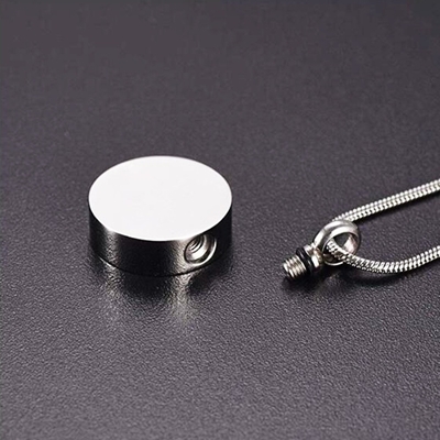 Stainless Steel Cremation Round Urn Necklace for Women Men Pet Ashes Keepsake Pendant