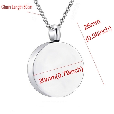 Stainless Steel Cremation Round Urn Necklace for Women Men Pet Ashes Keepsake Pendant