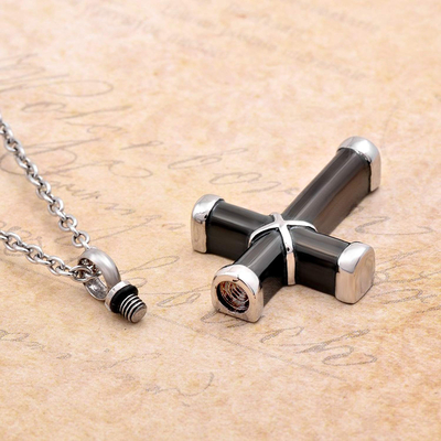 Cross Urn Necklace for Ashes Women Men Stainless Steel Memorial Pendant Cremation Jewelry