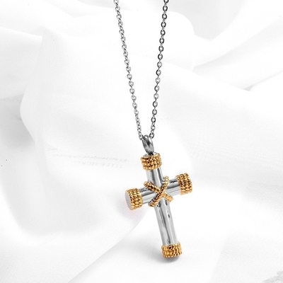 Stainless Steel Funeral Cremation Cross Pendant Urn Necklace Memorial Keepsake Jewelry