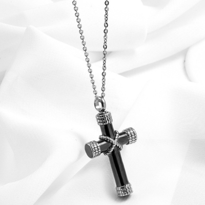 Stainless Steel Funeral Cremation Cross Pendant Urn Necklace Memorial Keepsake Jewelry