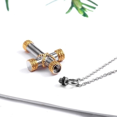 Stainless Steel Funeral Cremation Cross Pendant Urn Necklace Memorial Keepsake Jewelry