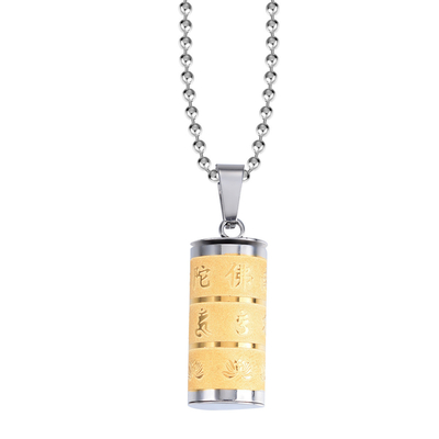 Prayer Wheel Pendant Perfume Ashes Pendant for Buddhist Devotion in Stainless Steel