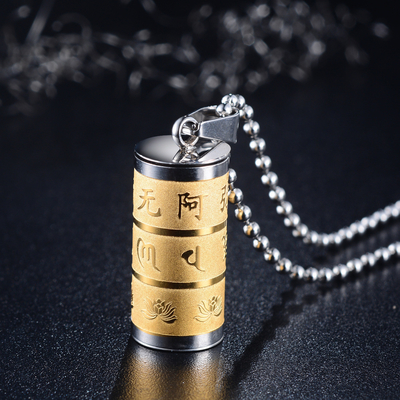 Prayer Wheel Pendant Perfume Ashes Pendant for Buddhist Devotion in Stainless Steel