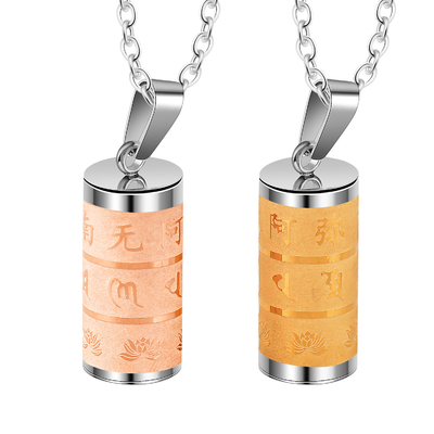 Prayer Wheel Pendant Perfume Ashes Pendant for Buddhist Devotion in Stainless Steel