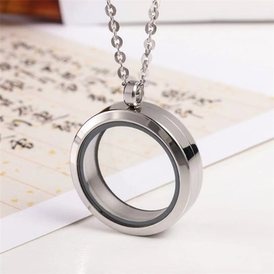 Stainless Steel Cremation Round Urn Necklace Ashes Jewelry for Women Men Pet Keepsake Pendant Memorial Locket Ash Holder