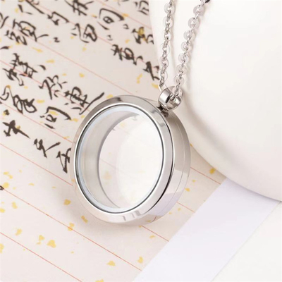 Stainless Steel Cremation Round Urn Necklace Ashes Jewelry for Women Men Pet Keepsake Pendant Memorial Locket Ash Holder