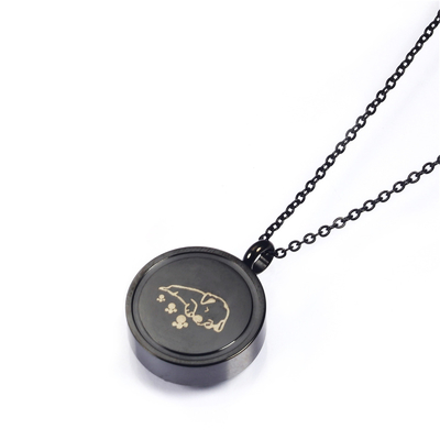 Stainless Steel Pet Cremation Memorial Pendant Dog Sleeping Urn Necklace for Ashes