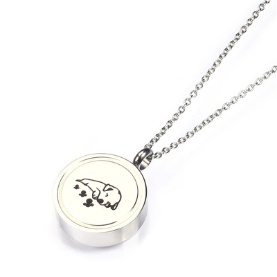 Stainless Steel Pet Cremation Memorial Pendant Dog Sleeping Urn Necklace for Ashes