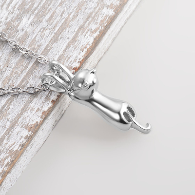 Stainless Steel Cute Kitten Perfume Bottle Animal Memorial Urn Pendant Unique Picture