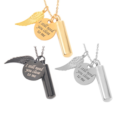 Gift Occasion Stainless Steel Small Cylinder Ashes Perfume Necklace for CLASSIC Style