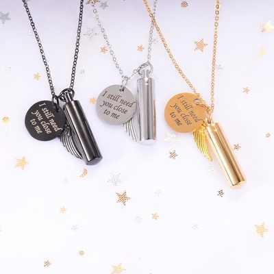 Gift Occasion Stainless Steel Small Cylinder Ashes Perfume Necklace for CLASSIC Style