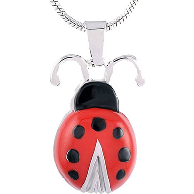 Stainless Steel Beauty Ladybird Memorial Necklace Entomologist Keepsake Cremation Urn Pendant