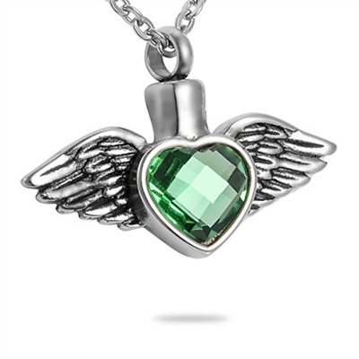 Stainless Steel Green Birthstone Heart Cremation Urn Pendant for Provide Mould Making