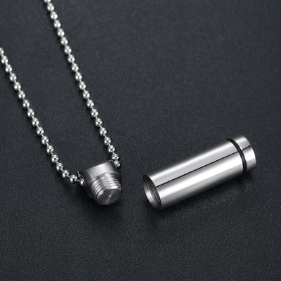 Stainless Steel Cylindrical Fashion Perfume Bottle Pendant Necklace for Elegant Look