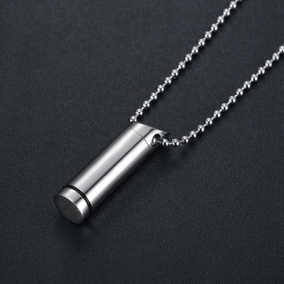 Stainless Steel Cylindrical Fashion Perfume Bottle Pendant Necklace for Elegant Look