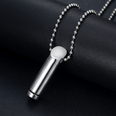 Stainless Steel Cylindrical Fashion Perfume Bottle Pendant Necklace for Elegant Look